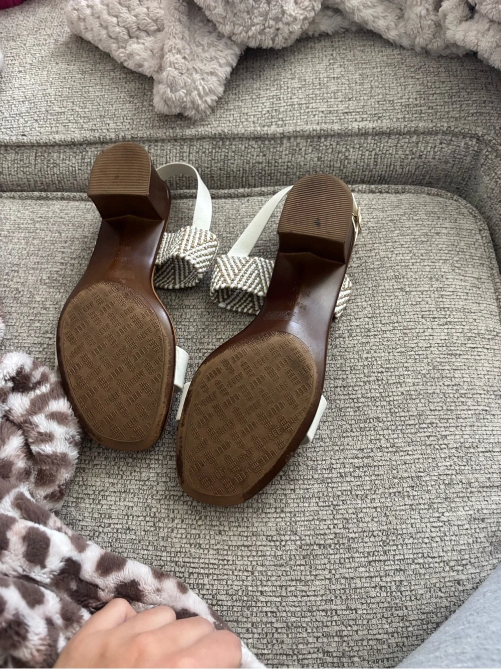 Italian Shoemakers White Braided-Strap Leather Sandals